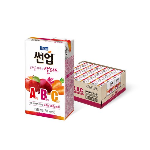 abc샐러드 - 썬업 과일야채 샐러드 ABC 주스, 125ml, 24개