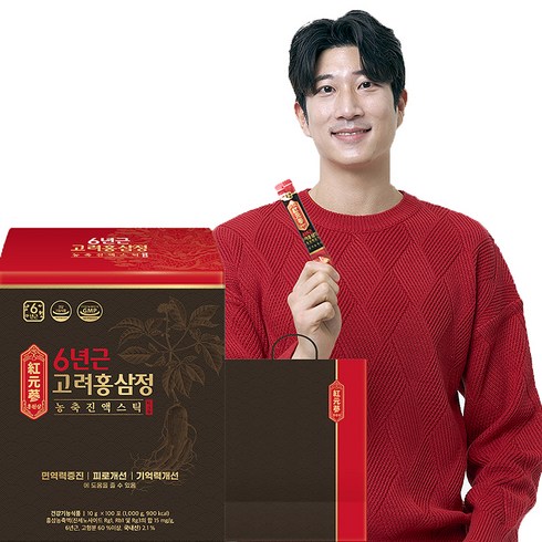 홍원삼 6년근 고려홍삼정 농축 진액 스틱 100p 보자기 선물세트 + 쇼핑백, 10g x 100포 (3개월분)