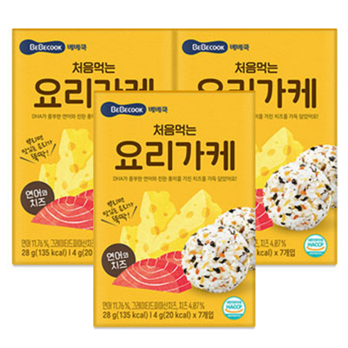 돌아기후리가케 - 베베쿡 처음 먹는 요리가케, 연어와 치즈, 28g, 3개