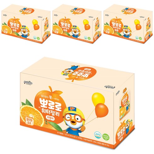 뽀로로 워터젤리 오렌지 40개입, 1.2L, 4개