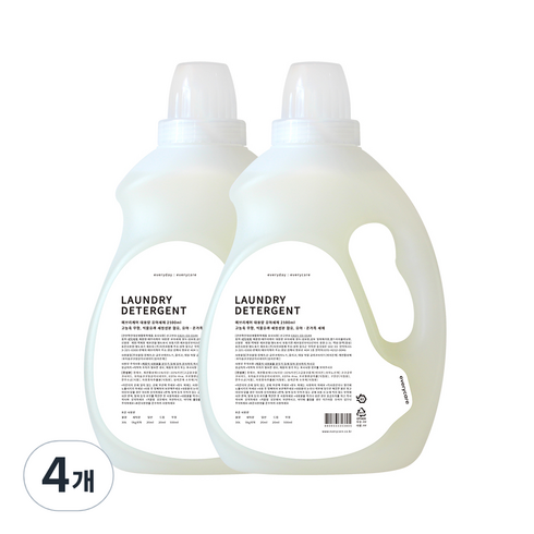 에브리케어 대용량 유아세제 2100ml, 4개, 2.3kg