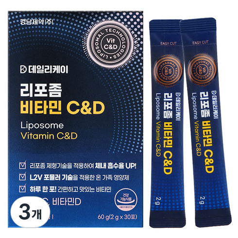 경남제약 데일리케이 리포좀 비타민 C & D 30p, 60g, 3개