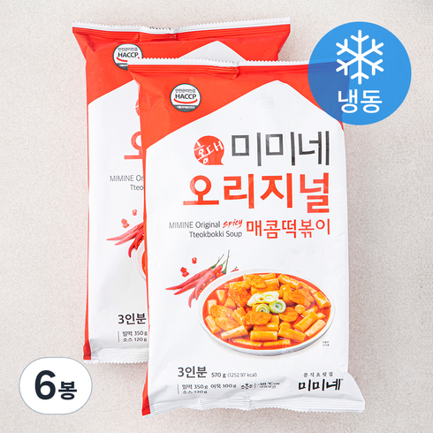 미미네 오리지널 매콤 떡볶이 (냉동), 570g, 6봉