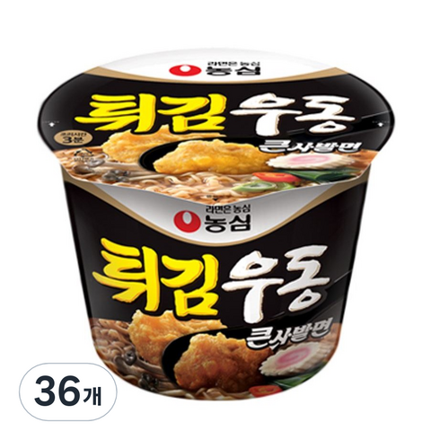 농심 튀김우동 큰사발면 111g, 36개