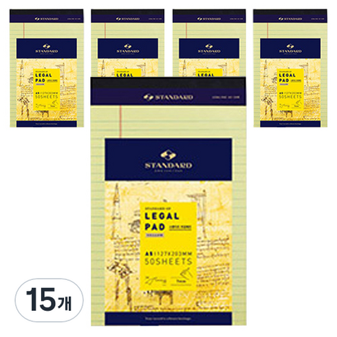 스탠다드 리갈패드 A5, YELLOW, 50매, 15개