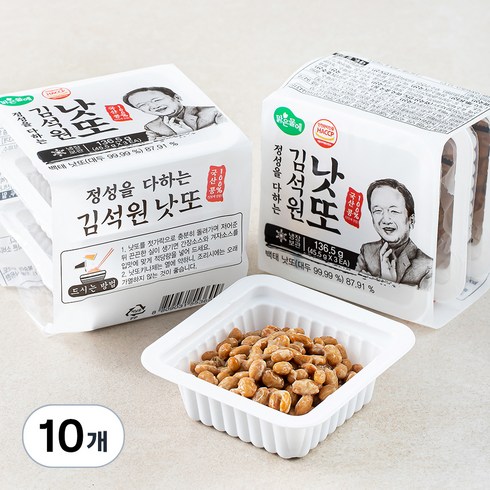 김석원낫또 - 맑은물에 김석원 낫또 국산콩 3개입, 136.5g, 10개