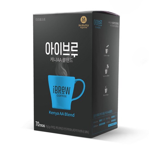 케냐aa - 맥널티 아이브루 케냐AA 블렌드 다크로스트 커피믹스, 1g, 70개입, 1개