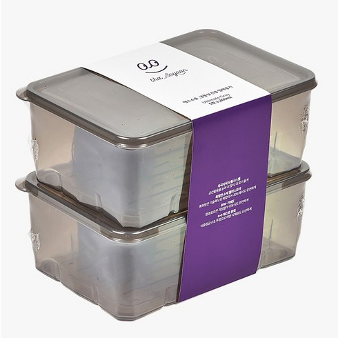 땡스소윤 냉동실 용기 밀폐용기 5호 1300ml 투명그레이, 1개입, 2개