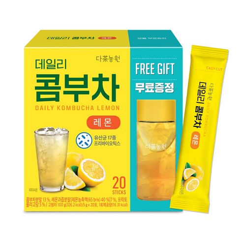 다농원 데일리 콤부차 레몬 5g x 20p + 전용보틀 세트, 20개입, 1개