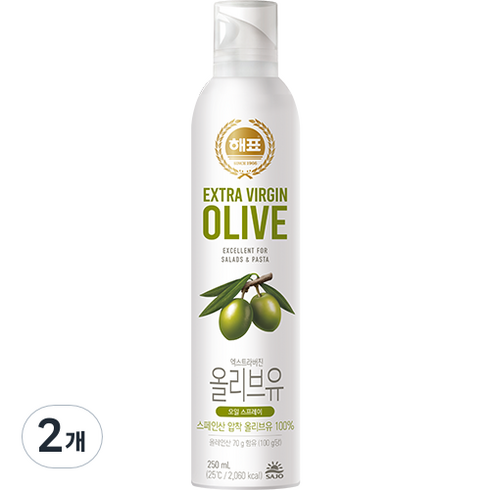 올리브유스프레이 - 해표 엑스트라버진 오일스프레이 압착올리브유 250ml, 2개