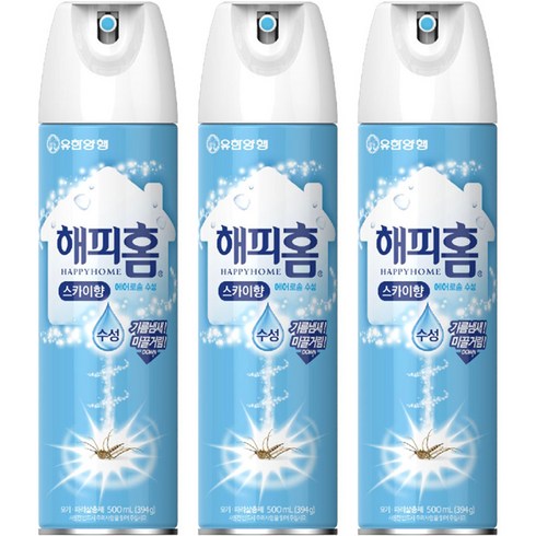 2023년 가성비 최고 에프킬라 - 해피홈 에어로솔 수성 모기퇴치제 스카이향, 3개, 500ml