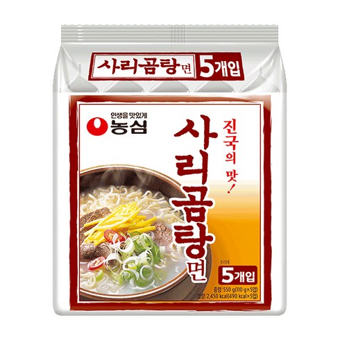 농심 사리곰탕면 봉지 110g, 5개