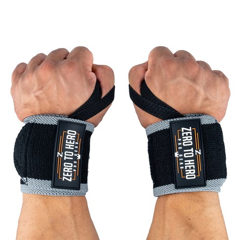 제로투히어로 헬스 손목보호대 wrist wrap Type2 기본형 Grey, 1세트