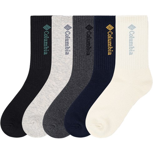 2023년 가성비 최고 컬럼비아 - 컬럼비아 스탠다드 쿠션 크루삭스 5종 세트, 아이보리, 네이비, 다크그레이, 라이트그레이, 블랙