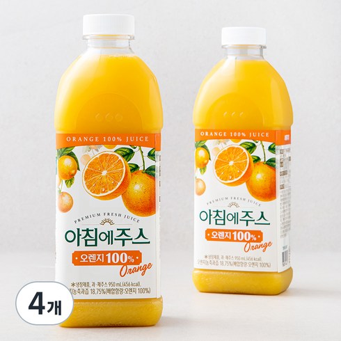 아침에주스 오렌지주스, 950ml, 4개