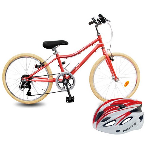 2023년 가성비 최고 삼천리자전거22인치 - 삼천리자전거 하이브리드자전거 22 DACOS JR 미조립 + PRO F2 헬멧, 130cm, 핑크(자전거), 화이트레드(헬멧)