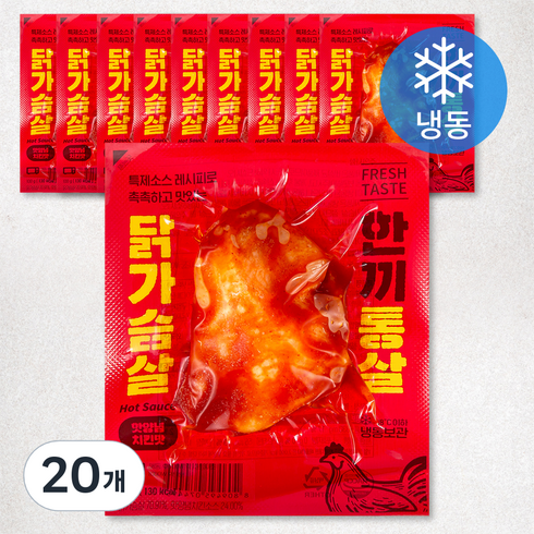 2023년 가성비 최고 한끼통살 - 한끼통살 통살 닭가슴살 핫양념치킨맛 (냉동), 100g, 20개
