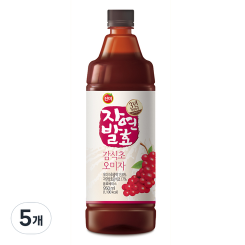 진미식품 진미 3년숙성 자연발효 감식초 오미자 950ml, 5개