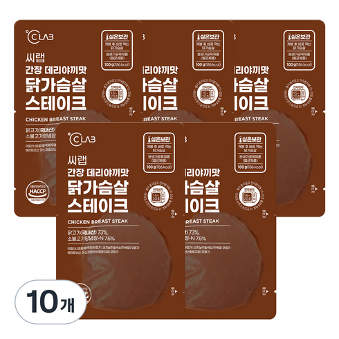 씨랩닭가슴살 - 씨랩 간장 데리야끼맛 닭가슴살 스테이크, 100g, 10개