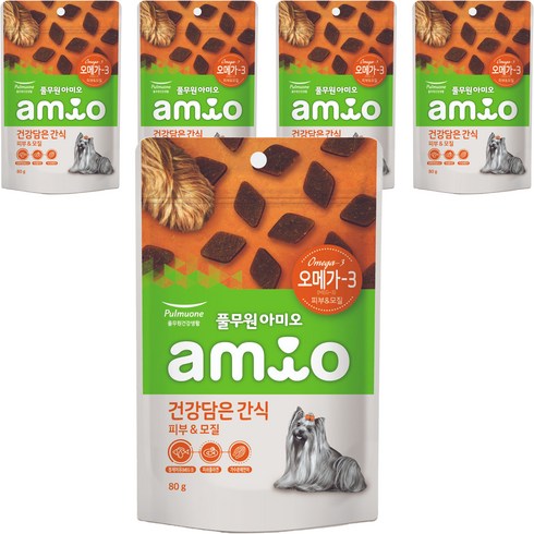 풀무원아미오 강아지 건강담은 간식 영양제, 피부/피모, 5개
