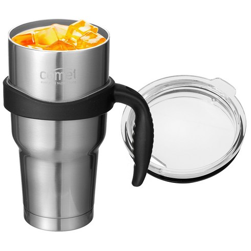 코멧 진공 스테인리스 텀블러 + 손잡이, 실버, 900ml