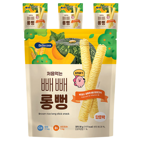 베베쿡 처음먹는 빼빼롱뻥, 단호박, 30g, 4개