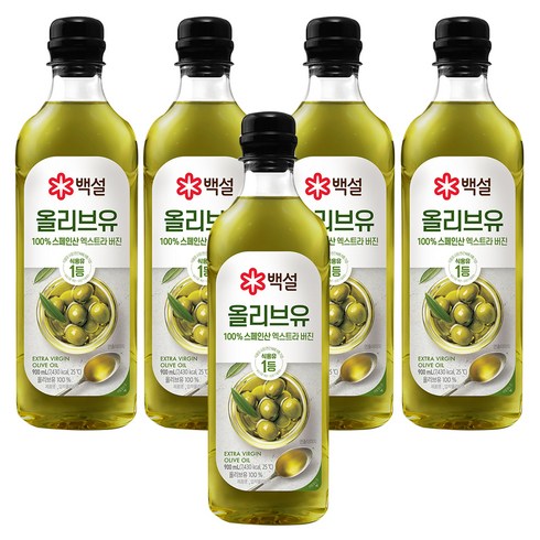 올리브유900 - 백설 압착올리브유, 900ml, 5개