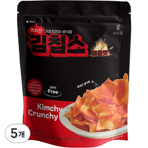 더다믐 김치부각 김칩스 매운김치전맛, 40g, 5개