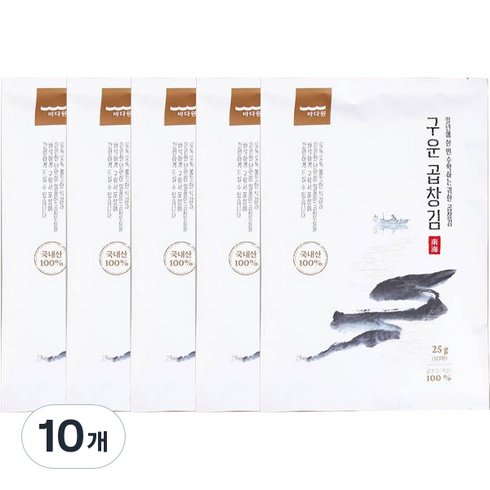 두번구운 곱창김 10매X20봉  - 바다원 구운 곱창김 10p, 25g, 10개