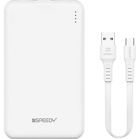 SPEEDY 슬림핏 보조배터리 5000mAh + C타입 케이블, SPE-PBCP50, WHITE