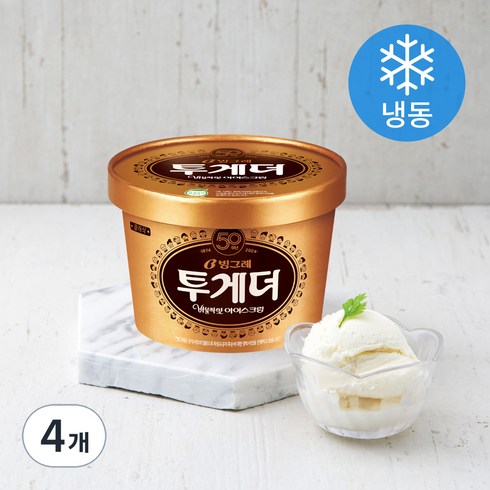 투게더 - 빙그레 투게더 오리지널 바닐라 아이스크림 (냉동), 900ml, 4개