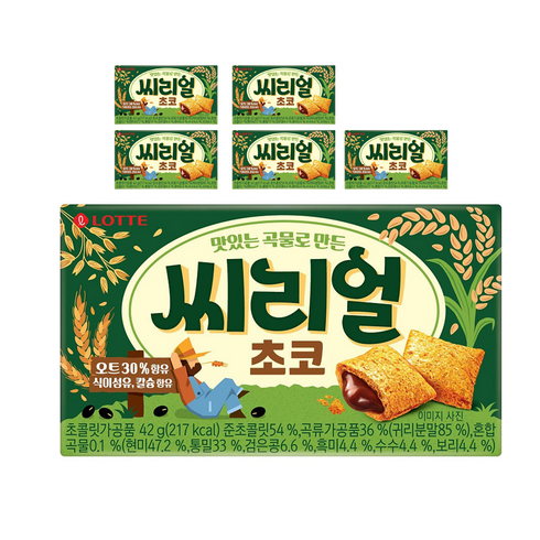 롯데제과 맛있는 곡물로 만든 씨리얼 초코, 42g, 6개