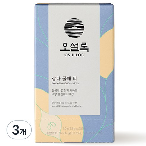 인천공항면세점오설록 - 오설록 삼다 꿀배 티, 1.5g, 20개입, 3개