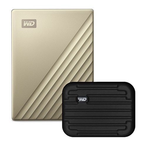 WD My Passport Ultra Type C 휴대용 외장하드 + 파우치, 2TB, 골드