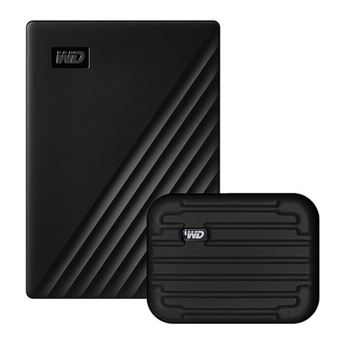 wd외장하드4tb - WD My Passport 휴대용 외장하드 + 파우치, 4TB, 블랙