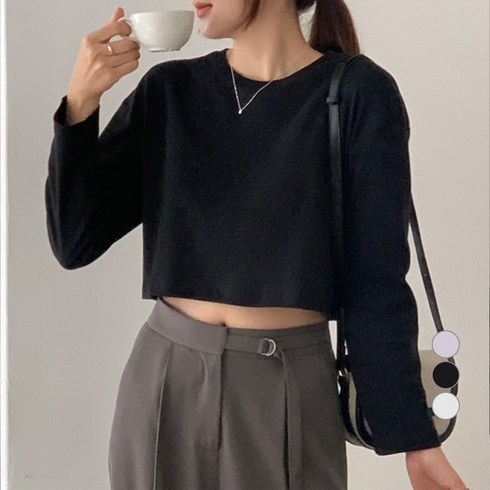 2023년 가성비 최고 크롭티 - 아피나르 여성용 세미 크롭 긴팔 티셔츠