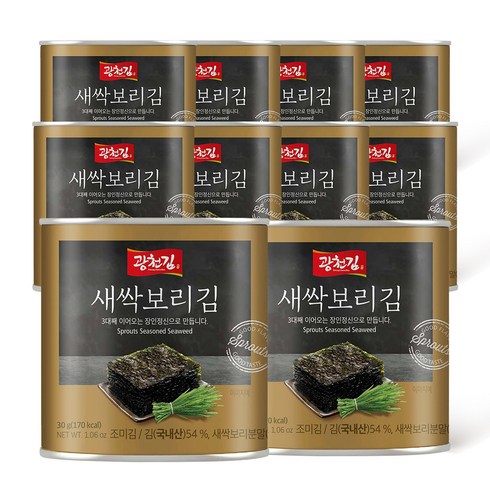 새싹귀리 간장김 96봉 - 광천김 새싹보리김 캔김, 30g, 10개