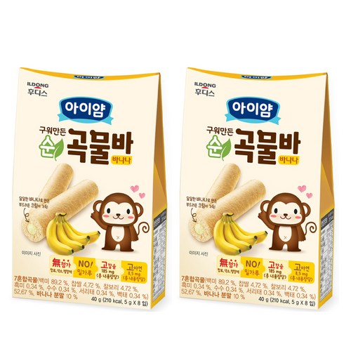 일동후디스 구워만든 순곡물바, 바나나, 40g, 2개