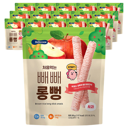 베베쿡빼빼롱뻥 - 베베쿡 처음먹는 빼빼롱뻥, 사과, 30g, 16개