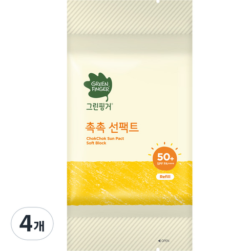 그린핑거 촉촉선팩트 소프트블록 리필, 16g, 4개