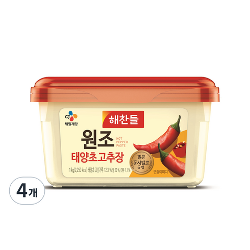해찬들 태양초 골드 고추장, 1kg, 4개