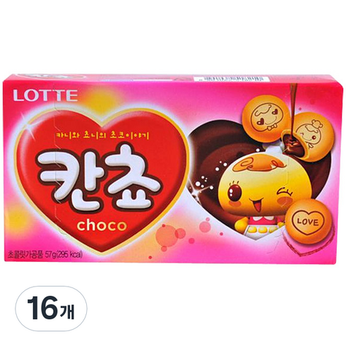롯데제과 칸쵸 초코맛, 54g, 16개
