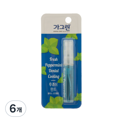 가그린 후레쉬 구강스프레이 민트, 7ml, 6개