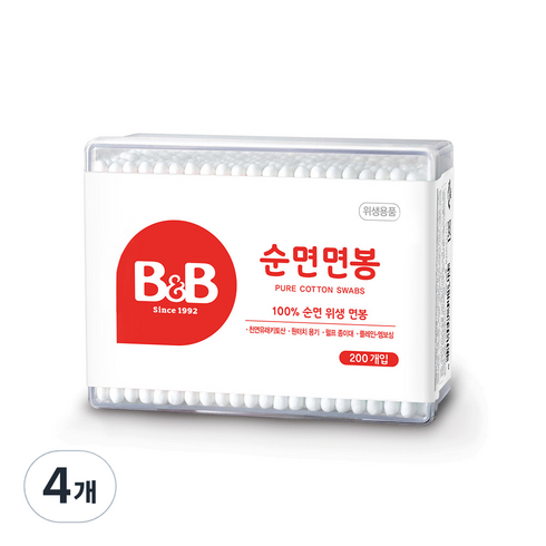 비앤비 유아면봉, 200개입, 4개