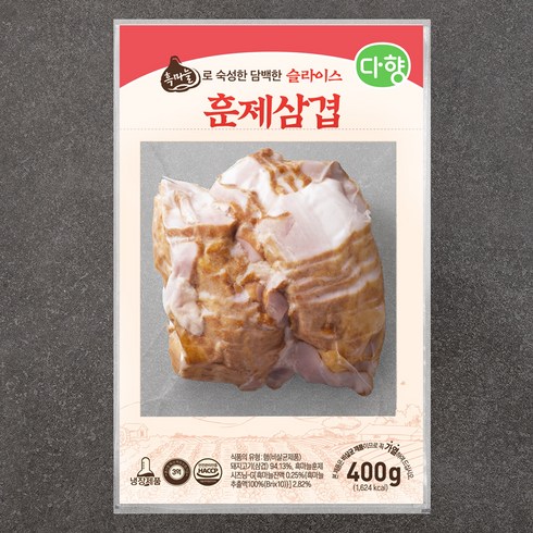 2023년 가성비 최고 훈훈식탁 양 구이 - 다향 슬라이스 돼지 훈제삼겹, 400g, 1개