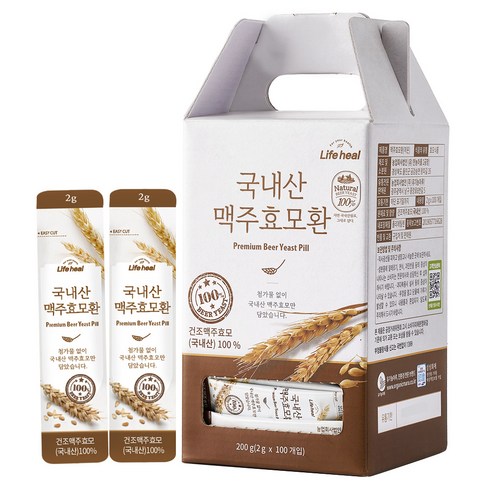 유기농마루 국내산 저온건조 맥주효모환 100포, 200g, 1개