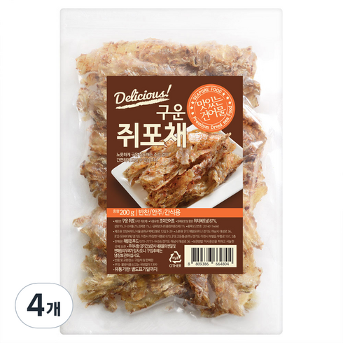 해맑은푸드 구운 쥐포채, 200g, 4개