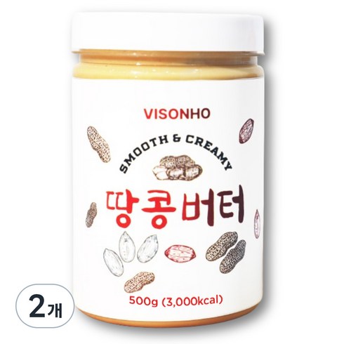 비소뉴땅콩버터 - 비소뉴 스무스 앤 크리미 땅콩버터, 500g, 2개