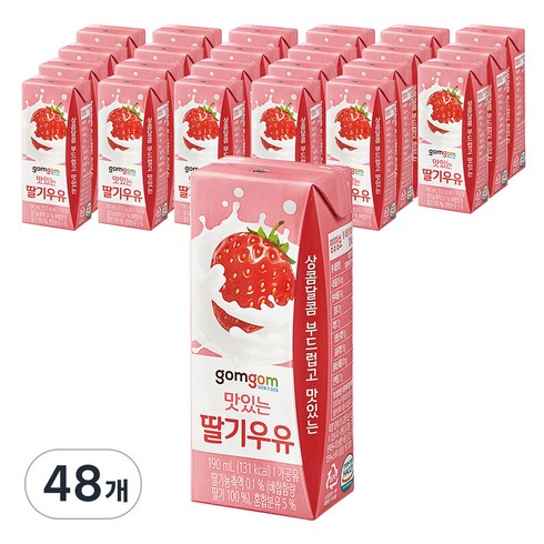 딸기우유 - 곰곰 멸균 딸기 우유, 190ml, 48개