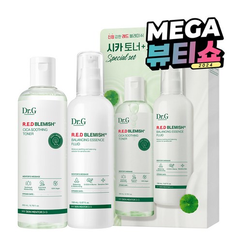 지성피부로션 - 닥터지 레드 블레미쉬 시카 토너 200ml + 로션 150ml 세트, 1세트